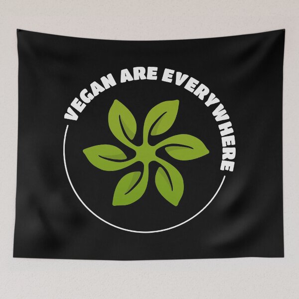 Item preview, Vegan Are Everywhere | Green Leaf Turbine | White Green on Black designed and sold by Teenker.