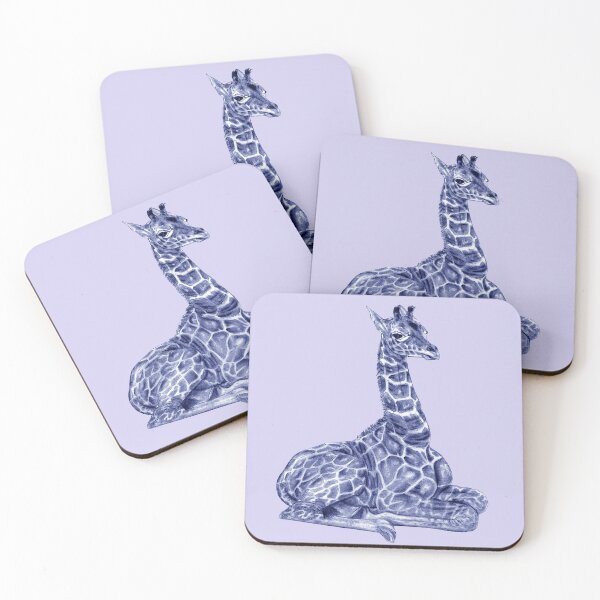 Item preview, Lying giraffe - blue colorized version designed and sold by SylvieG18.