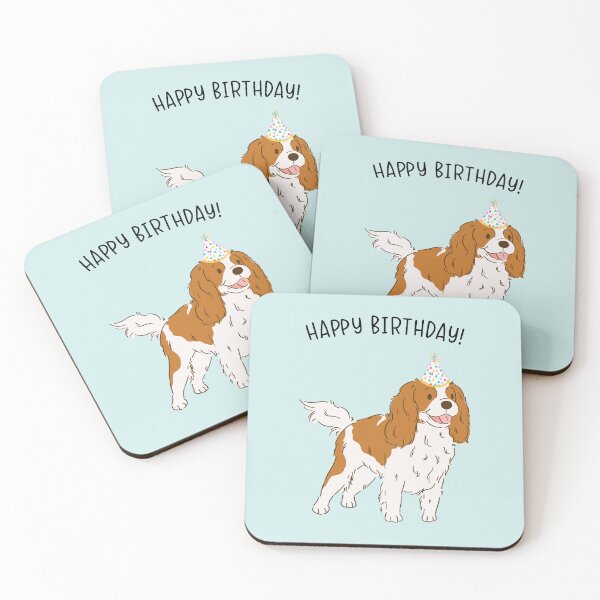 Aperçu de l'œuvre Blenheim Cavalier King Charles Spaniel Cavie Chien Joyeux Anniversaire créée et vendue par thepawster.