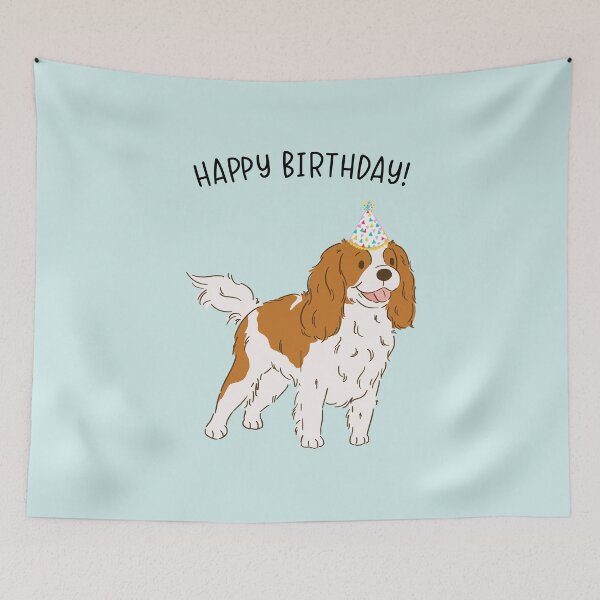 Aperçu de l'œuvre Blenheim Cavalier King Charles Spaniel Cavie Chien Joyeux Anniversaire créée et vendue par thepawster.