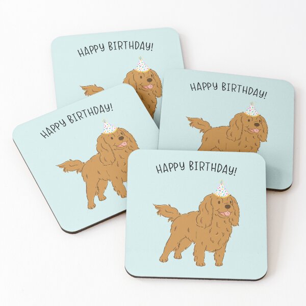 Aperçu de l'œuvre Ruby Cavalier King Charles Spaniel Cavie Dog Joyeux anniversaire créée et vendue par thepawster.