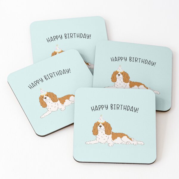 Aperçu de l'œuvre Blenheim Cavalier King Charles Spaniel Cavie Chien Joyeux Anniversaire créée et vendue par thepawster.