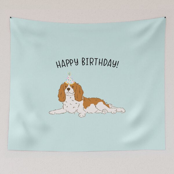 Aperçu de l'œuvre Blenheim Cavalier King Charles Spaniel Cavie Chien Joyeux Anniversaire créée et vendue par thepawster.