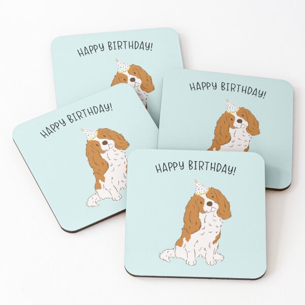 Aperçu de l'œuvre Blenheim Cavalier King Charles Spaniel Cavie Chien Joyeux Anniversaire créée et vendue par thepawster.