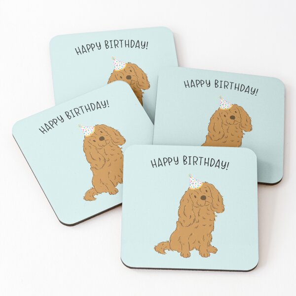 Aperçu de l'œuvre Ruby Cavalier King Charles Spaniel Cavie Dog Joyeux anniversaire créée et vendue par thepawster.