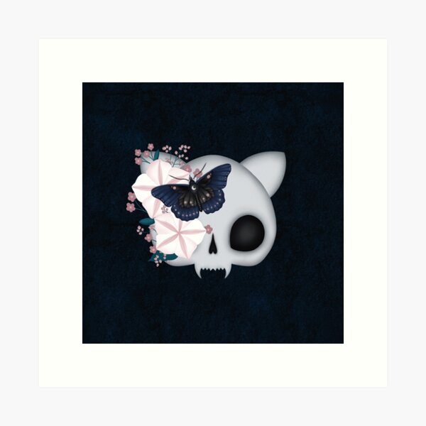 Aperçu de l'œuvre Crâne de chat mignon Moonflower créée et vendue par bullfly7.