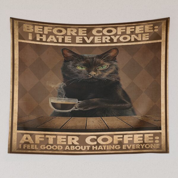 Item preview, Black Cat Before Coffee I Hate Everyone After Coffee designed and sold by AtmanJosef.