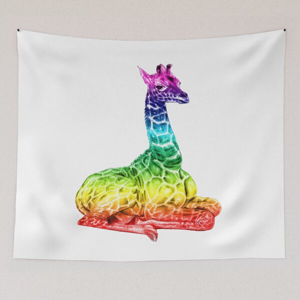 Item preview, Lying giraffe - rainbow colorized version 2 designed and sold by SylvieG18.