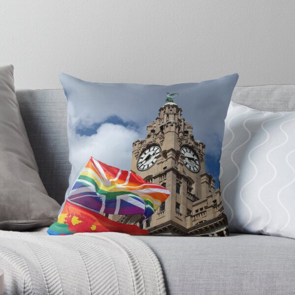 Liver Building and Pride Flags Throw Pillow