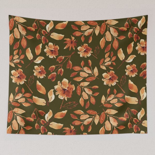 Item preview, Dried Flowers and Leaves On A Brown Background designed and sold by ThePeanutSeries.