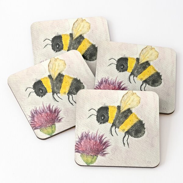 Item preview, Bee and Purple flower  designed and sold by watercolorsLiz.