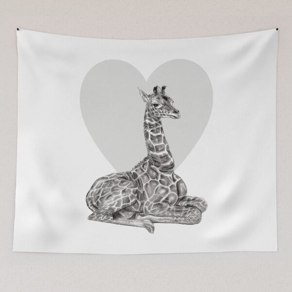 Item preview, Lying giraffe - heart background version designed and sold by SylvieG18.