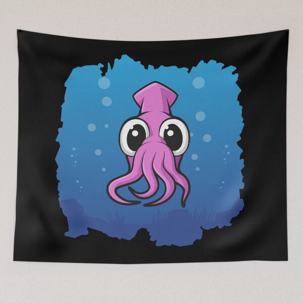 Item preview, Cute Pink Squid In The Sea | Black designed and sold by Teenker.