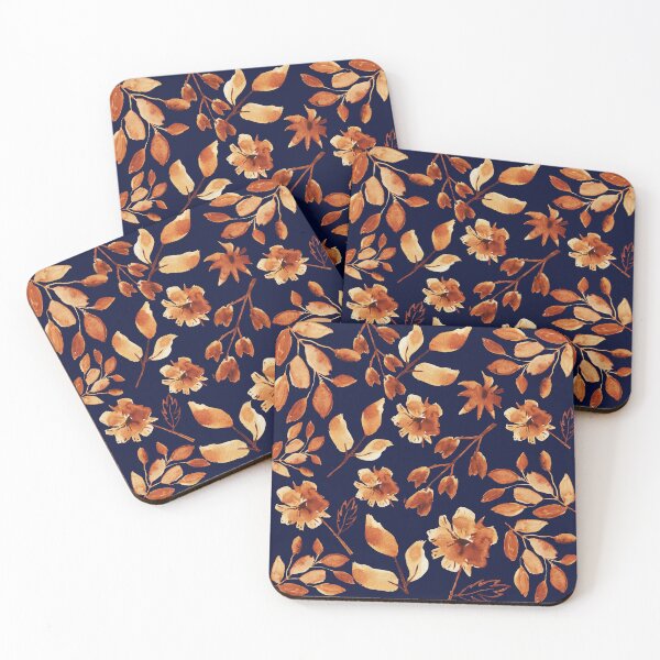 Item preview, Dried Flowers and Leaves On A Dark Blue Background designed and sold by ThePeanutSeries.