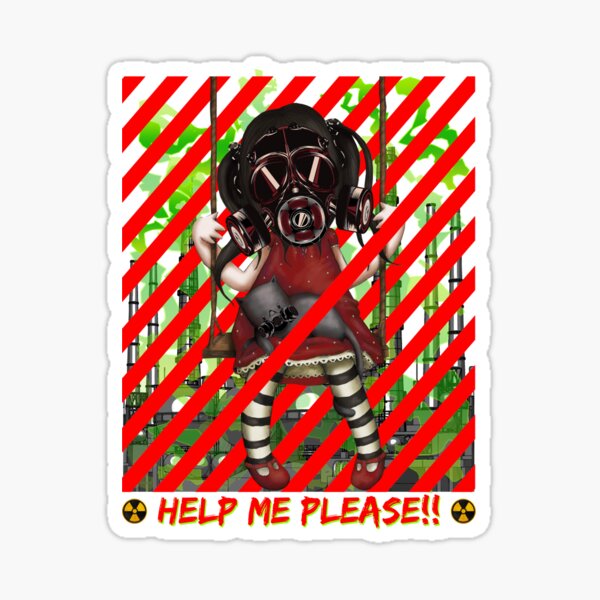 "Gas Mask Girl, Help me please, (B)" Sticker for Sale by Vaccine1900