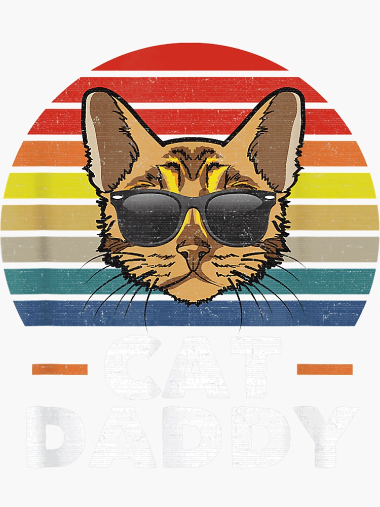 "Mens Cat Daddy Vintage Bengal Cat Style Distressed" Sticker for Sale