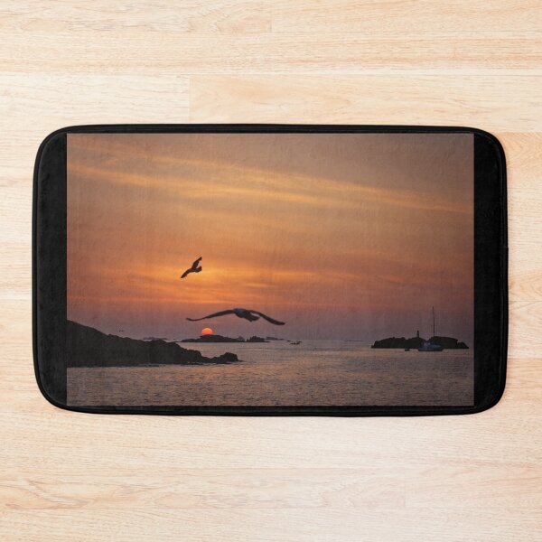 Item preview, sunset and flight of seagulls island of glénan fouesnant finistère designed and sold by Nebulae-Art.