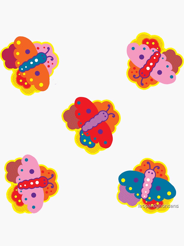Cute Colourful 1960s-style Butterflies by leopardynonsens