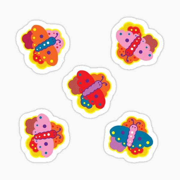 Cute Colourful 1960s-style Butterflies Sticker