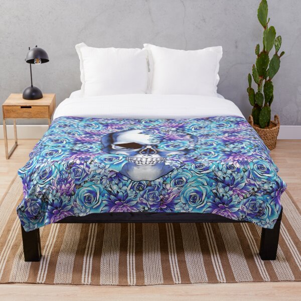 Item preview, Human anatomy Skull blue watercolor floral designed and sold by Collagedream.