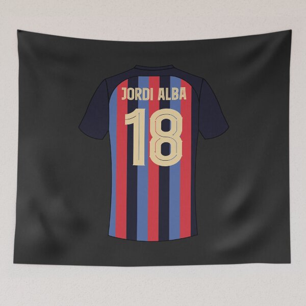 Artikelvorschau, Jordi alba Barcelona Fußballtrikot Nummer 18 entworfen und verkauft von Justtrendytees.