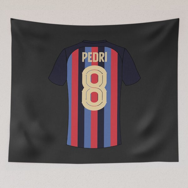 Artikelvorschau, Pedri Barcelona Fußballtrikot Nummer 8 entworfen und verkauft von Justtrendytees.
