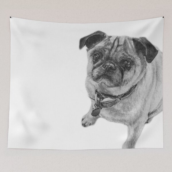 Item preview, Cute Sitting Pug Graphite Drawing  designed and sold by ElijartJane.