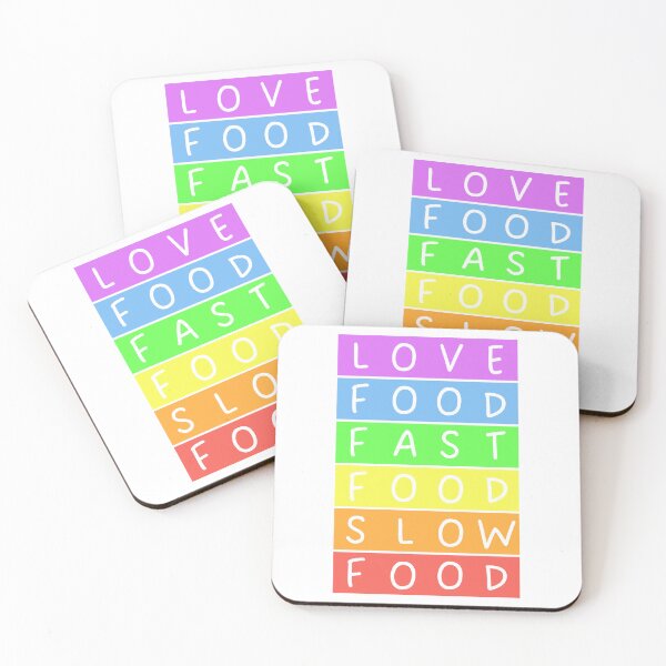 Item preview, Love food, fast food, slow food - Pastel colors rainbow - Violet to red designed and sold by RainbowWordLand.
