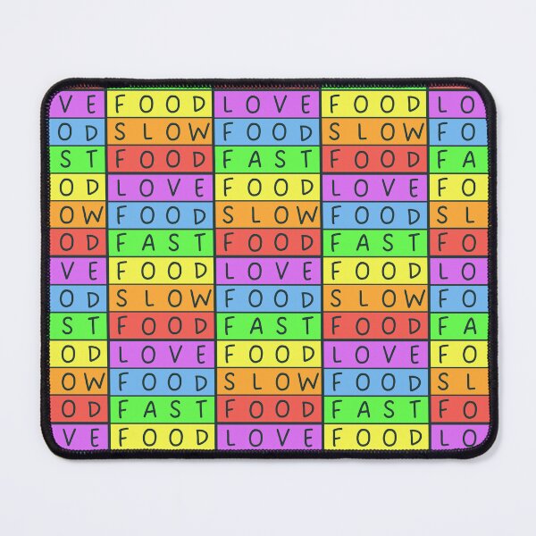 Item preview, Love food, fast food, slow food - Pastel colors rainbow - Violet to red - Grey text designed and sold by RainbowWordLand.