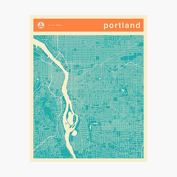 PORTLAND KARTE Fotodruck