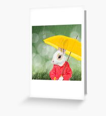 Little bunny under the rain Greeting Card