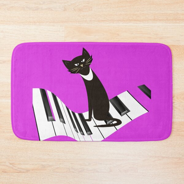 Item preview, Cat who is very fond of music black cat sitting on the piano and listening to music designed and sold by paolboa.