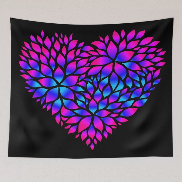 Item preview, Purple Blue Flower Pattern Heart  designed and sold by Deborah Camp.
