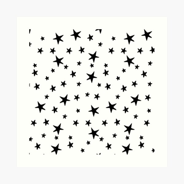 Stars - Black on White Art Print