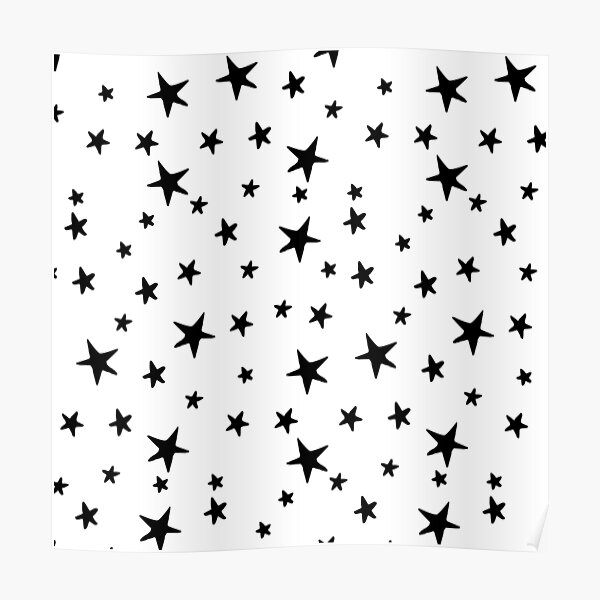 Stars - Black on White Poster
