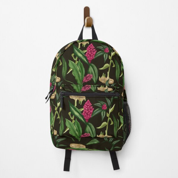 Item preview, Ornamental Ginger flower and rhizome seamless pattern: Dark Background designed and sold by Jessiemay-arts.