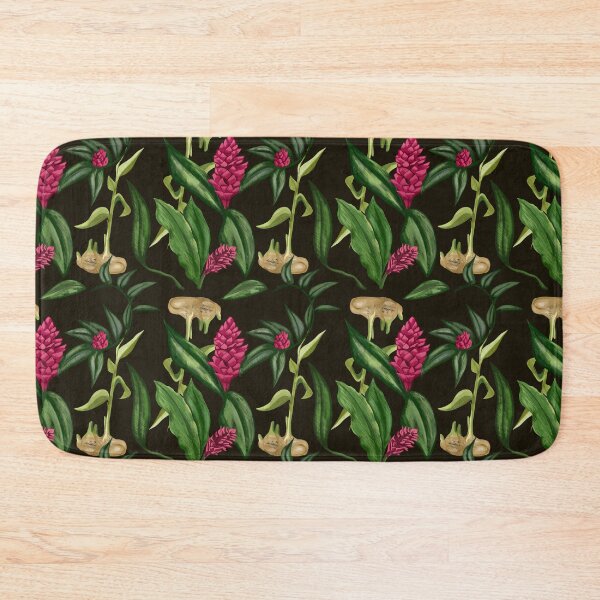 Item preview,  Ornamental Ginger flower and rhizome seamless pattern: Dark Background designed and sold by Jessiemay-arts.