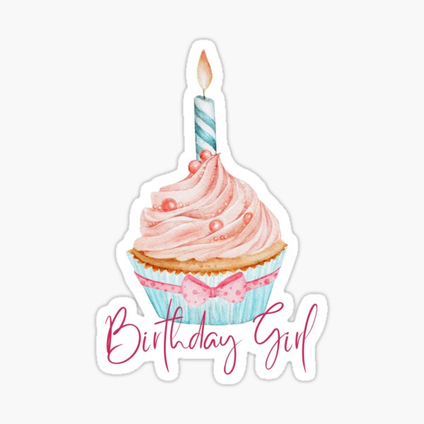 Birthday Girl Cupcake Sticker