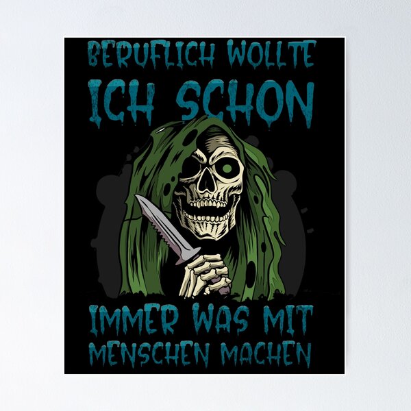 witziges Sensenmann Motiv, Totenschädel Poster