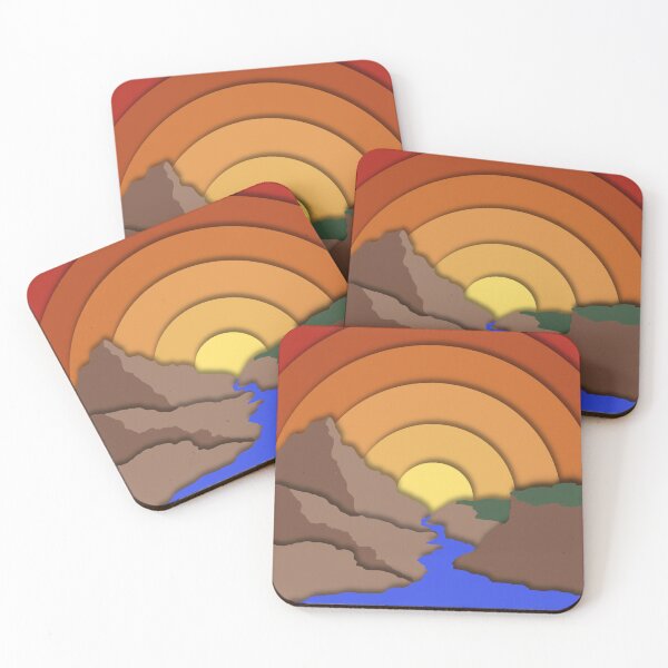 Item preview, Paper Cutout Landscape With Sunset designed and sold by CrazyCatCraft.