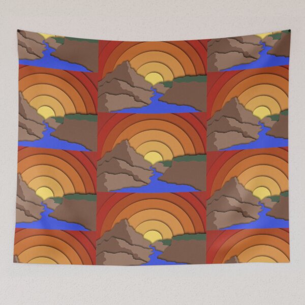 Item preview, Paper Cutout Landscape With Sunset designed and sold by CrazyCatCraft.