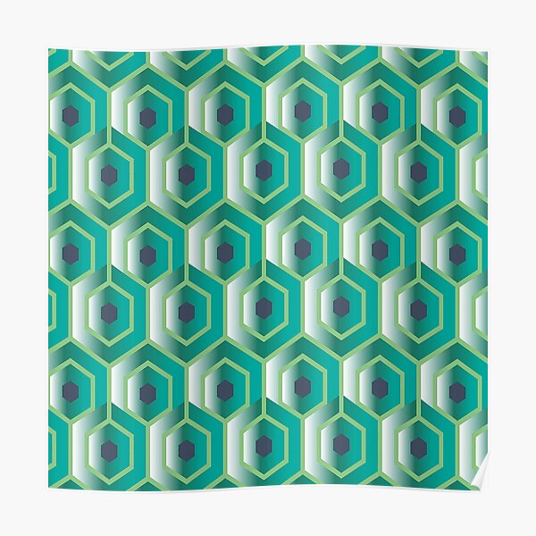 Modern Hexagon Blue Green Pattern 2022 Poster
