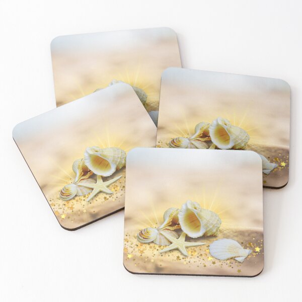 Item preview, Sparkling Seashells...A pretty design of glowing sea shells set against off against glittering sand designed and sold by Wonder & Whimsy.