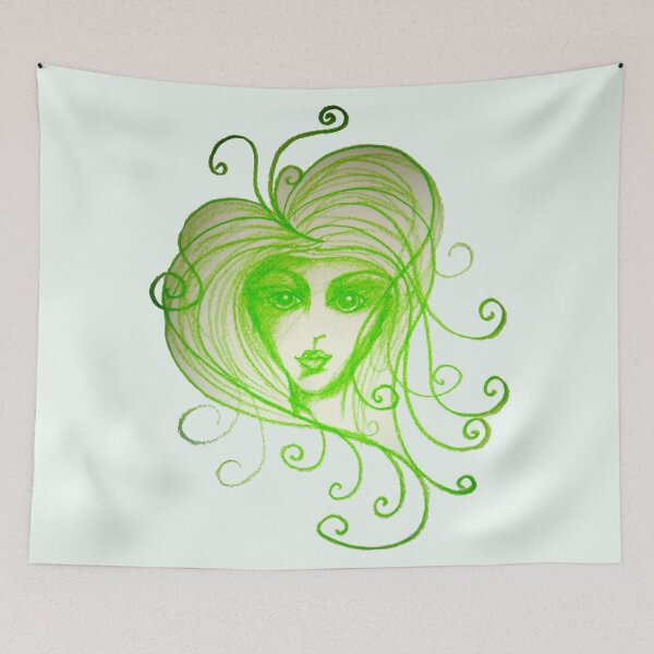 Item preview, Green Girl with Whispy Hair designed and sold by Nalinne Jones.