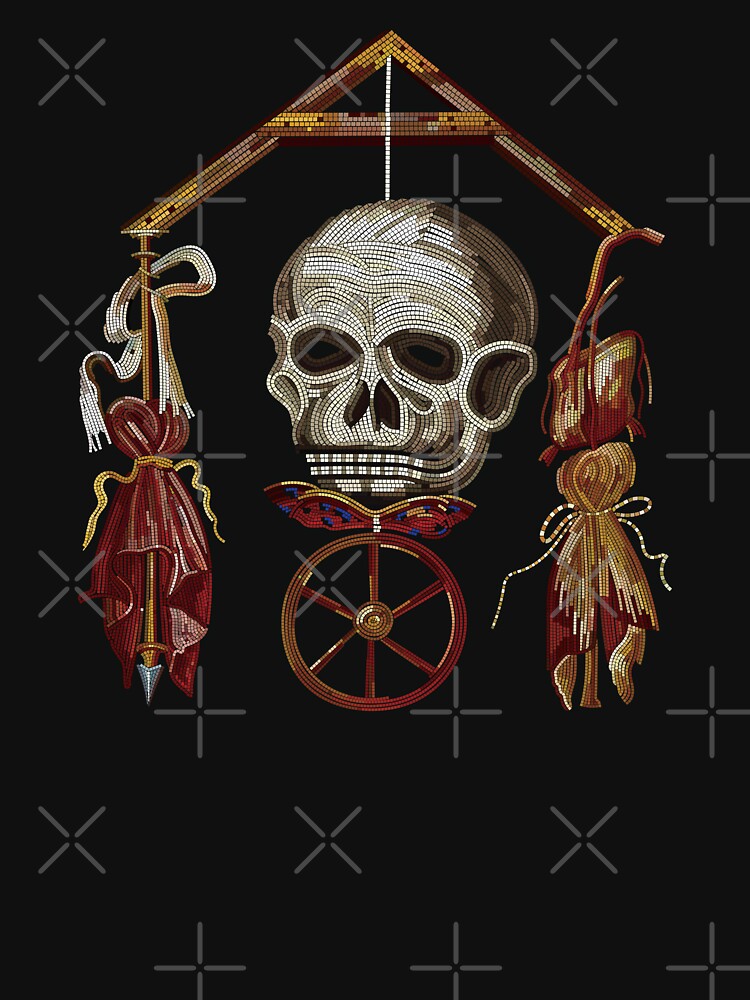 Roman Memento Mori Mosaic (Black Version) by archaeologyart