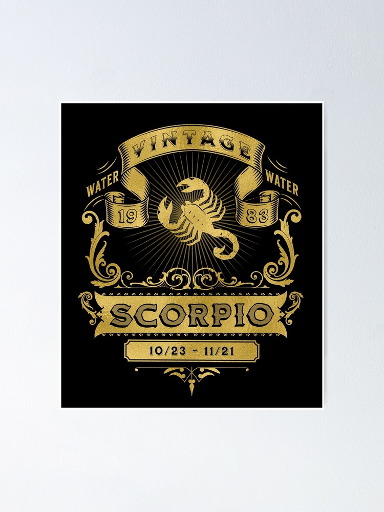  The Zodiac Sign Of Scorpio Golden Vintage 1983 Poster For Sale By