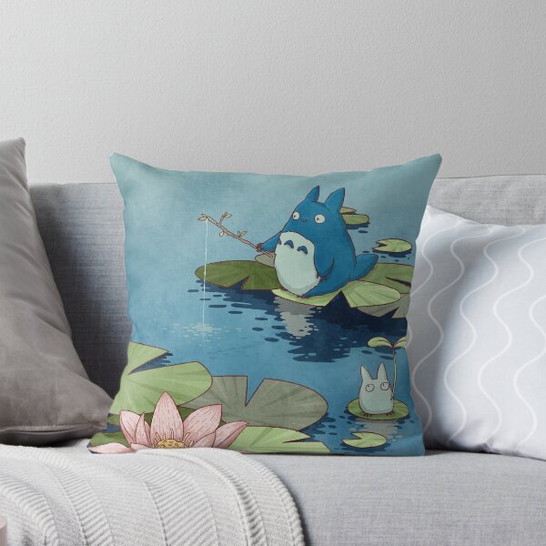 Fishing in the pond Throw Pillow