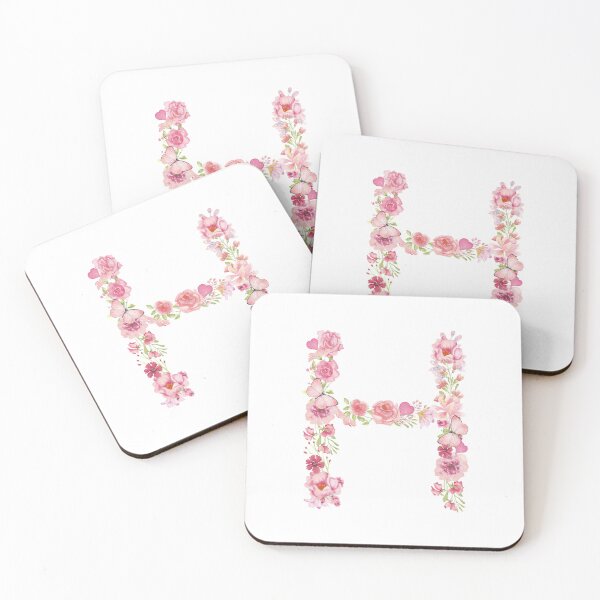 Artikelvorschau, Rosa Pastell-Aquarell-Blumen-Monogramm-Buchstabe H entworfen und verkauft von silviaol.