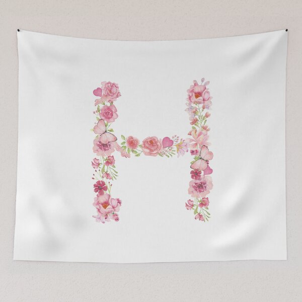 Artikelvorschau, Rosa Pastell-Aquarell-Blumen-Monogramm-Buchstabe H entworfen und verkauft von silviaol.
