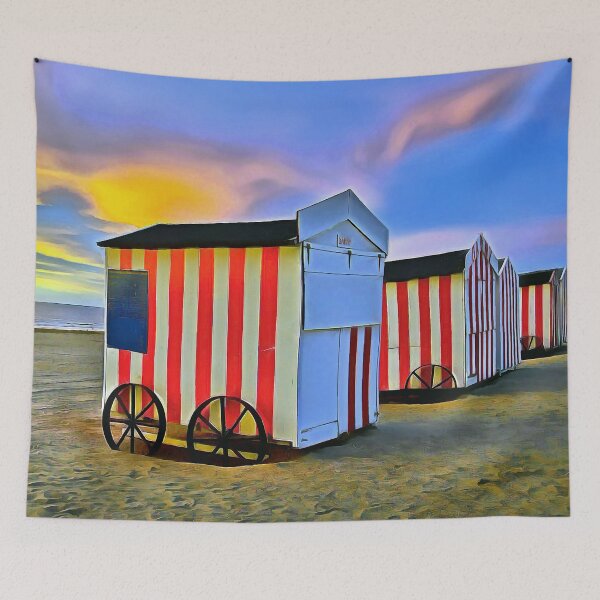 Item preview, De Panne Beach Huts - Belgium (Painting) designed and sold by cmphotographs.